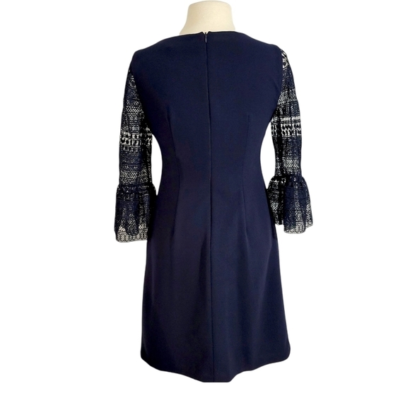 Donna Rico Navy Blue Lace Bell Sleeve Dress - Picture 4 of 7